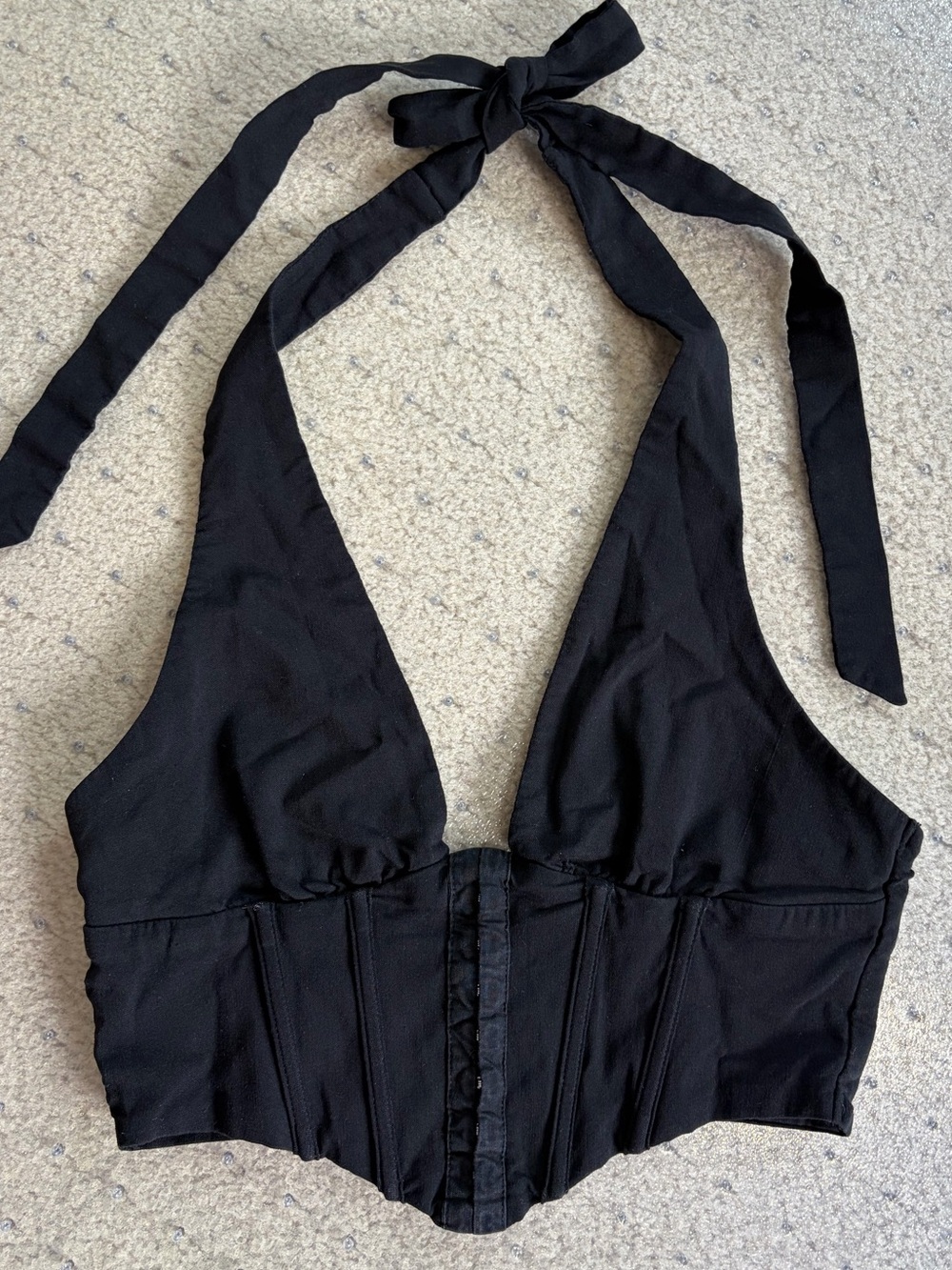 Princess Polly Dreaming Black Halter Corset Top Size 6 Plunge V-Neck Bustier